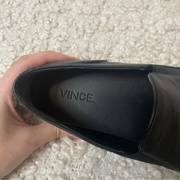 VINCE Black Leather Slip On Sneakers 6 - Picture 5 of 8